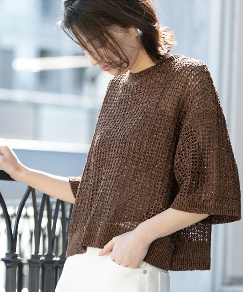 ニット セーター スパンコールモックネックニット レディース osharewalker ニット 長袖 レディース トップス セーター