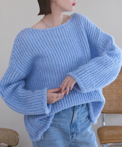 「meilmada」 長袖ニット FREE ブルー レディース_画像5