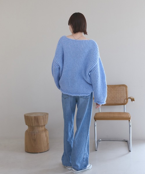「meilmada」 長袖ニット FREE ブルー レディース_画像7