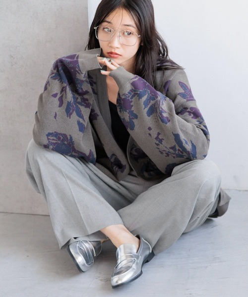 「LOWRYS FARM」 ニットカーディガン FREE グレー メンズ_画像5