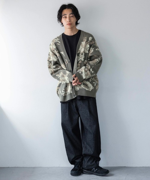 「LOWRYS FARM」 ニットカーディガン FREE グレー メンズ_画像6