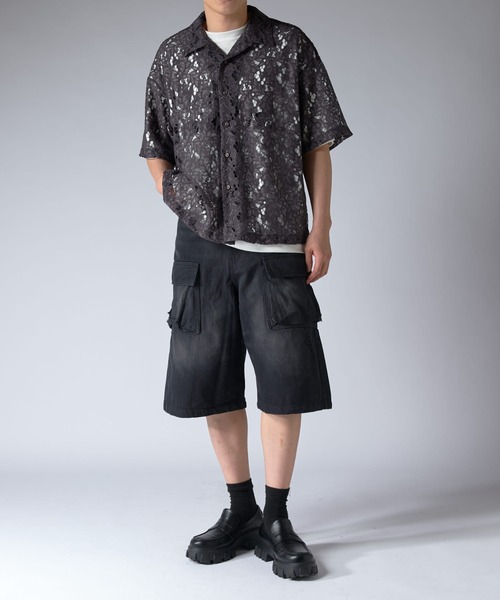 (美品)Lui's ブラック ワイドデニムパンツ Lui's ジーンズ デニム デニムパンツ 「mi-企画」ワイドデニム