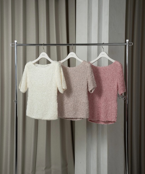 tape yarn short sleeves tops / テープヤーンショートスリーブストップス レディース lawgy tape yarn short sleeves tops / テープヤーンショート