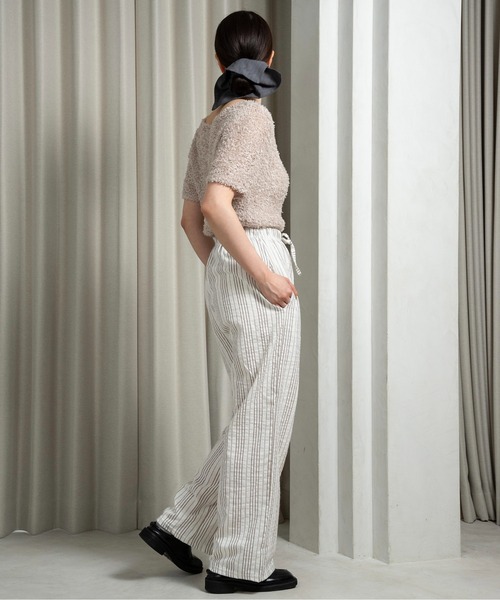 tape yarn short sleeves tops / テープヤーンショートスリーブストップス レディース lawgy tape yarn short sleeves tops / テープヤーンショート