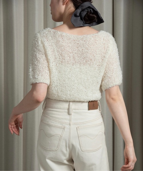 tape yarn short sleeves tops / テープヤーンショートスリーブストップス レディース lawgy tape yarn short sleeves tops / テープヤーンショート