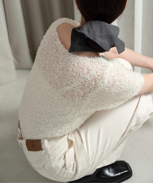 lawgy tape yarn short sleeves tops / テープヤーンショート