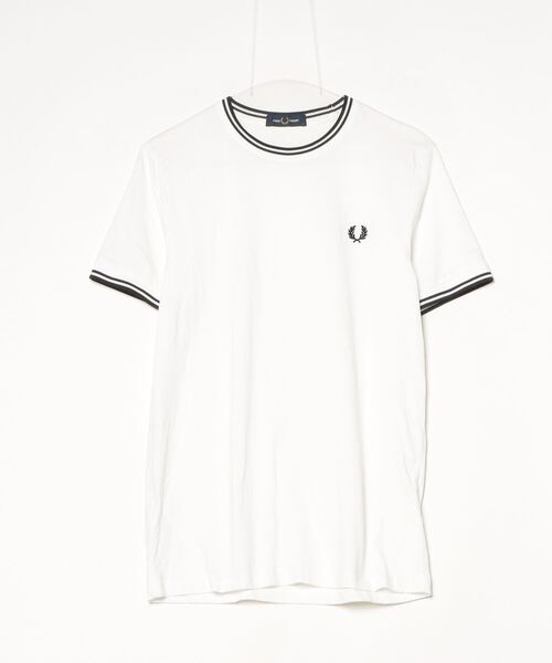 「FRED PERRY」 半袖カットソー S ホワイト レディース