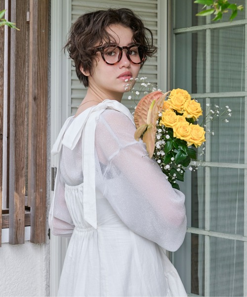 loin nuit tシャツ glitter sheer long sleeve tops