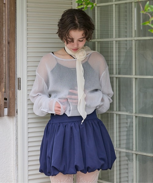 loin nuit tシャツ glitter sheer long sleeve tops