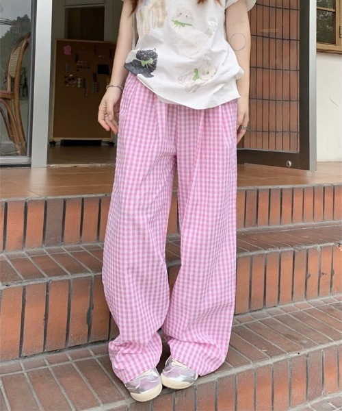 WEGO（ウィゴー） ワイドパンツ パンツ WEGO/ギンガムチェックワイド