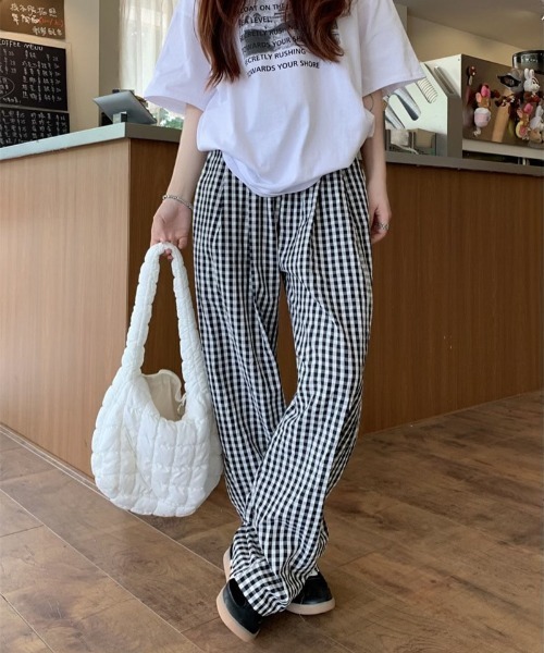 【nyanto】　2点おまとめ買いギンガムチェックストレートパンツ WEGO（ウィゴー） ワイドパンツ パンツ WEGO/ギンガムチェックワイド
