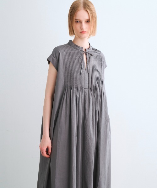 three dots（スリー ドッツ） ワンピース コットンローン タックドレス