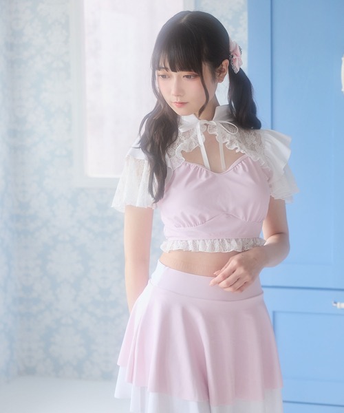 DearMyLove 水着 デコルテレースティアードスカート水着 レディース