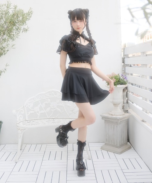 DearMyLove 水着 デコルテレースティアードスカート水着 レディース