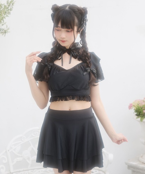DearMyLove 水着 デコルテレースティアードスカート水着 レディース