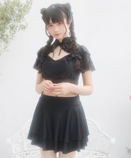 DearMyLove 水着 デコルテレースティアードスカート水着 レディース