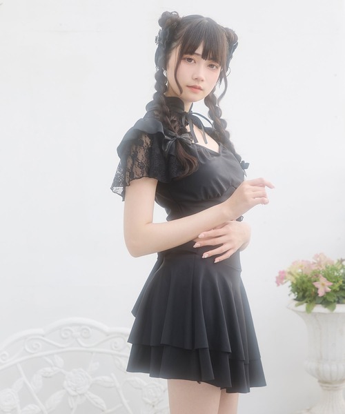 DearMyLove 水着 デコルテレースティアードスカート水着 レディース