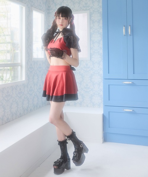 DearMyLove 水着 デコルテレースティアードスカート水着 レディース