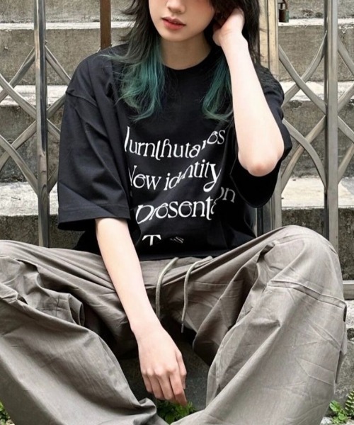 LADY LIKE（レディライク） tシャツ メッセージロゴオーバーサイズ半袖