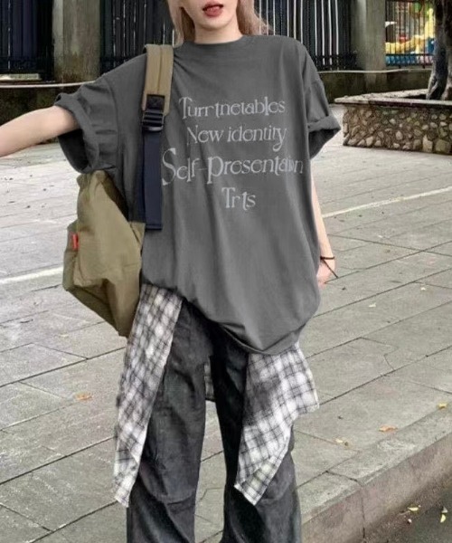 LADY LIKE（レディライク） tシャツ メッセージロゴオーバーサイズ半袖