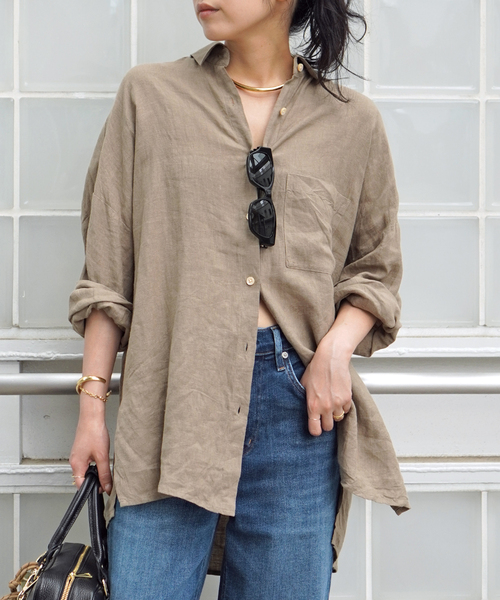 ブラウス シャツ *New Linen Wide Shirt レディース