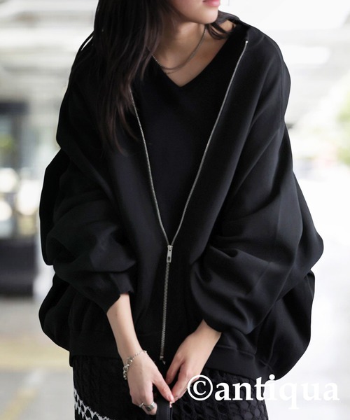 「antiqua」 ニットカーディガン ONESIZE ブラック レディース