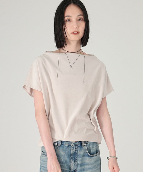 tシャツ 「洗濯可」ベロアニュアンスカットソー レディース