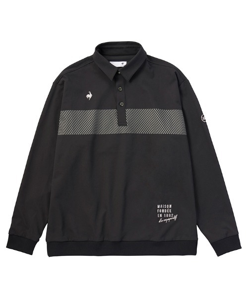 LE COQ SPORTIF 長袖ポロシャツ ネイビー　4L le coq GOLF ストレッチ 吸汗速乾 ジャガード 長袖 ポロシャツ