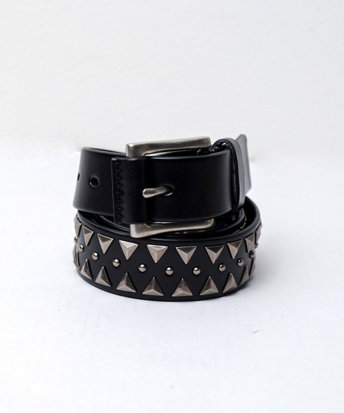 UNDERCOVER ブラックレザーベルト スタッズ付き archive ARCHIVER ベルト 「Bk」本革 メタルスタッズ レザーベルト メンズ