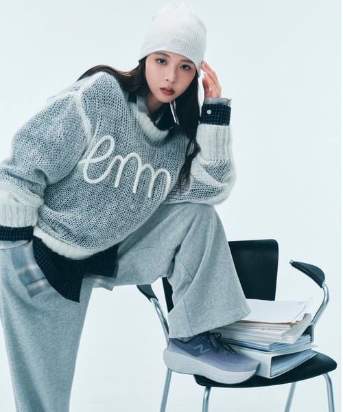 emmi ニット セーター emmiロゴモヘアニットトップス レディース