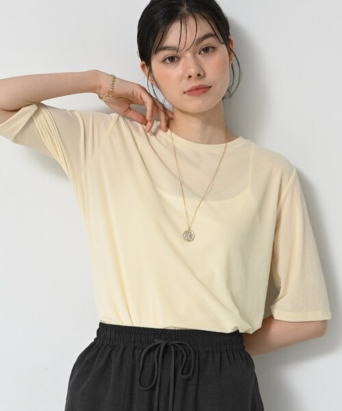 tシャツ 「洗える」シアーベロアトップス レディース
