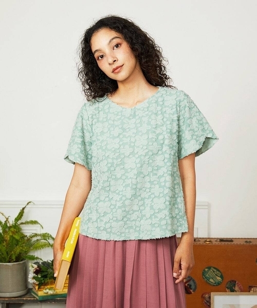 tシャツ Danza de las flores フラワージャカードカットソー レディース