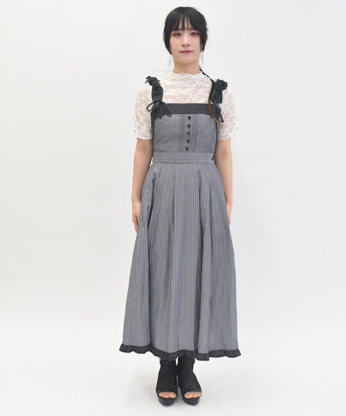 axes femme（アクシーズ ファム） ワンピース バラ刺繍ギャザーフリル