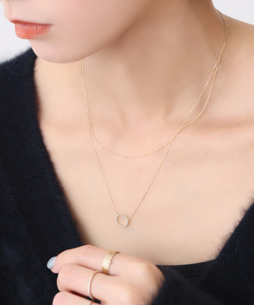 lilasサークルダイヤネックレス Lilas ネックレス サークルダイヤネックレス K10 レディース