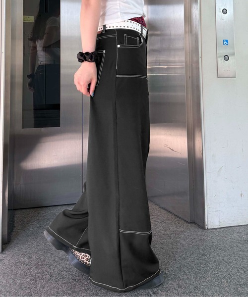 OAMC ブラック ステッチ入り スラックス size28 スラックス パンツ ステッチダブルニースラックス レディース メンズ