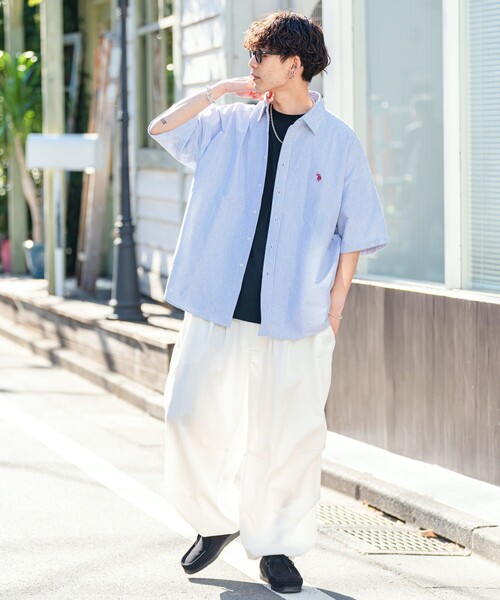 [U.S. POLO ASSN.] рубашка с коротким рукавом SMALL черный мужской 