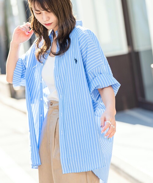 [U.S. POLO ASSN.] рубашка с коротким рукавом SMALL черный мужской 