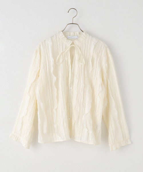 #Newans 花乃まりあ フリルカラー ノーブルブラウス ホワイト S 0 Newans(ハッシュニュアンス)のフリルカラーノーブルブラウス通販