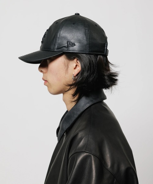 BEAMS T F-LAGSTUF-F x NEWERA / SYNTHETIC LEATHER 9THIRTY ビームスT 帽子 キャップ ブラック【送料無料】