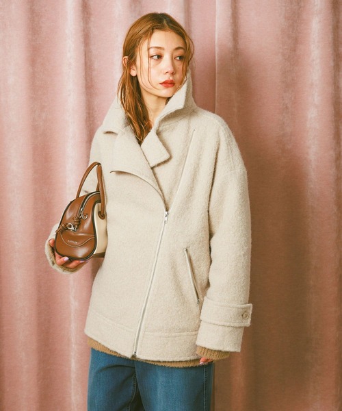 新作新品BAYFLOW ウーリーライダースコート BAYFLOW（ベイフロー） コート アウター 「軽い着心地」ウーリー