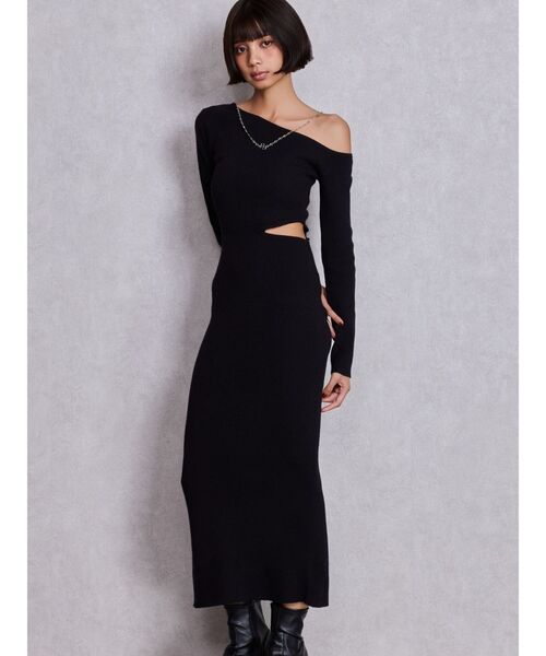 GYDA（ジェイダ） ワンピース GG CHAIN LEFT OPEN LONGニット