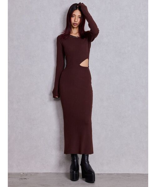 GYDA（ジェイダ） ワンピース GG CHAIN LEFT OPEN LONGニット