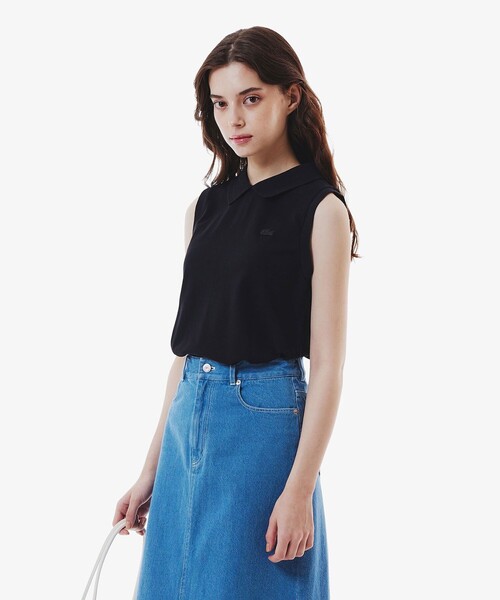 「LACOSTE」 ノースリーブポロシャツ 34 ホワイト レディース_画像9