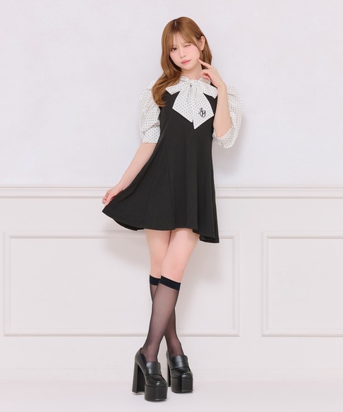 「apres jour」 半袖ワンピース フリー ブラック レディース_画像3