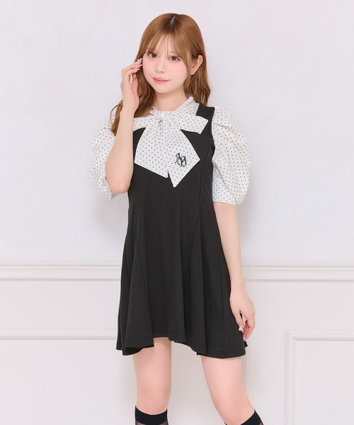 「apres jour」 半袖ワンピース フリー ブラック レディース_画像4