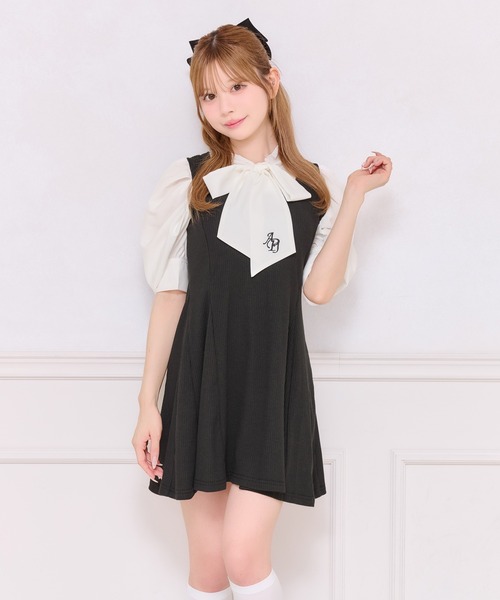 「apres jour」 半袖ワンピース フリー ブラック レディース_画像9