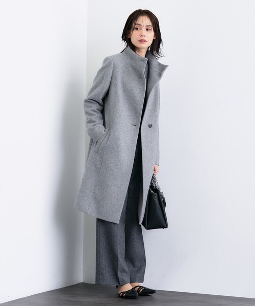 INDIVI ロングコート　ウール100% INDIVI（インディヴィ） コート アウター 「ウール100％」スタンド