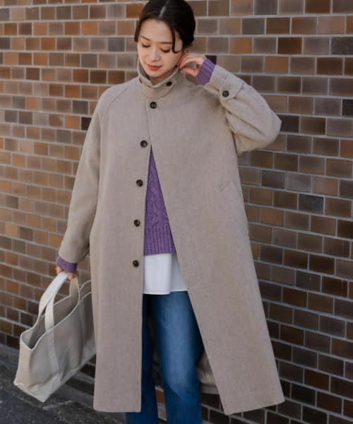 [URBAN RESEARCH DOORS] пальто с отложным воротником SMALL темно-синий женский 