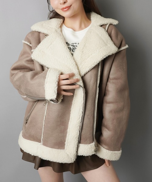 SPINNS（スピンズ） ムートンコート ボアコート ゆるダボ甘辛MIXボア