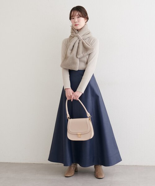 natural couture ロング スカート フェイクレザーフレアスカート